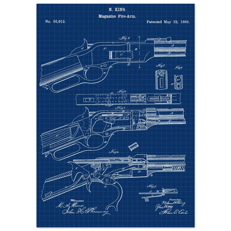 Magazine Fire arm patent 55012 by N kinf.