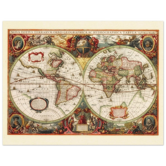 Ancient old world map by Hendrik Hondius