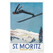 St Moritz vintage travel poster.  Skiing destination