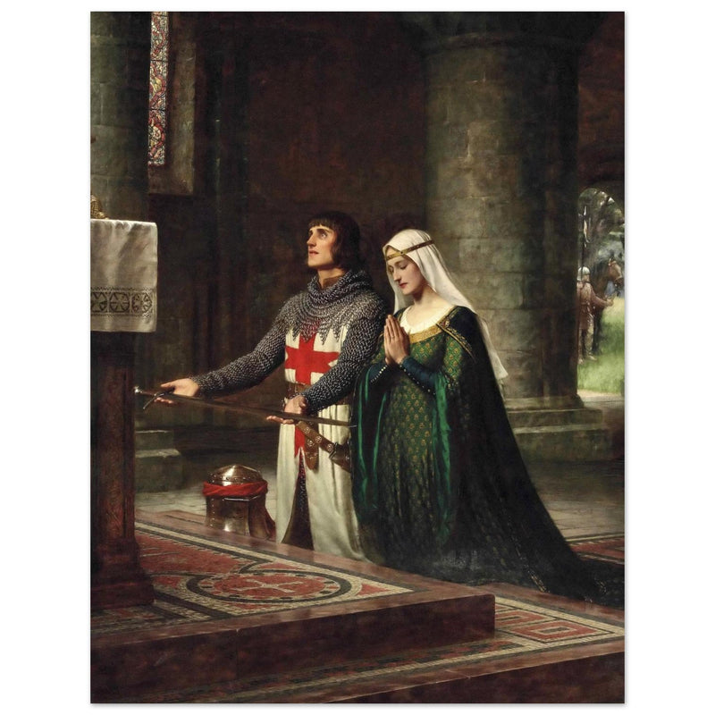 Edmund Blair Leighton painting The Dedication knight offering sword in church