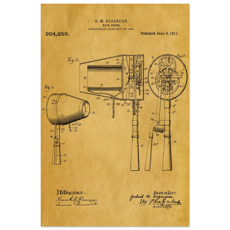 Hair Drier patent drawing by G M Kazanjian