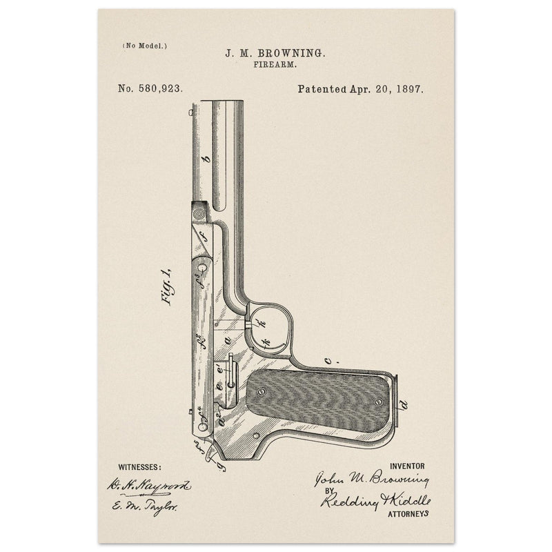 Firearm mechanism patent by John M. Browning.
