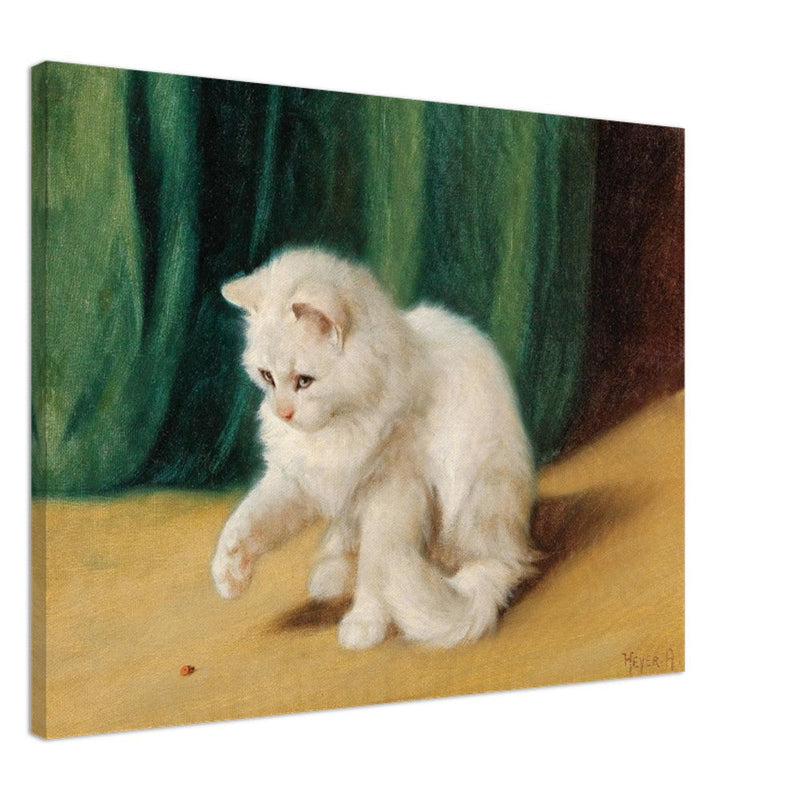 Cat with Ladybird old painting by Arthur Heyer.