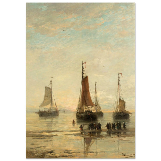 Hendrik Willem Mesdag Bluff-Bowed Scheveningen Boats at Anchor.