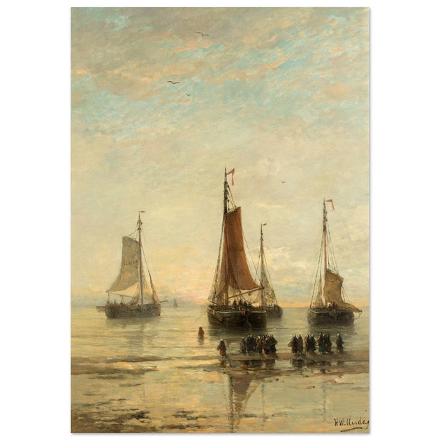 Hendrik Willem Mesdag Bluff-Bowed Scheveningen Boats at Anchor.