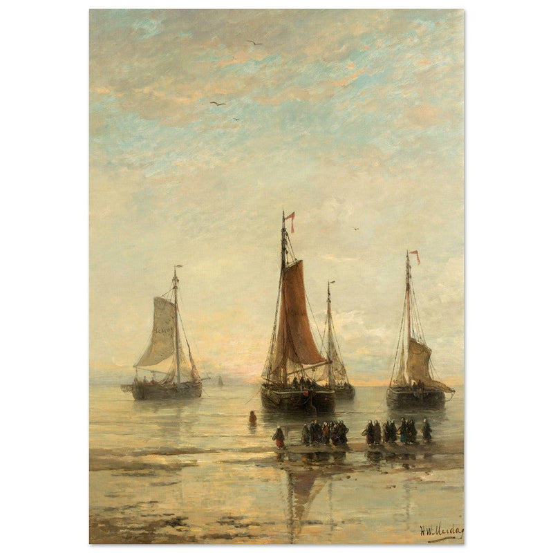 Hendrik Willem Mesdag Bluff-Bowed Scheveningen Boats at Anchor.