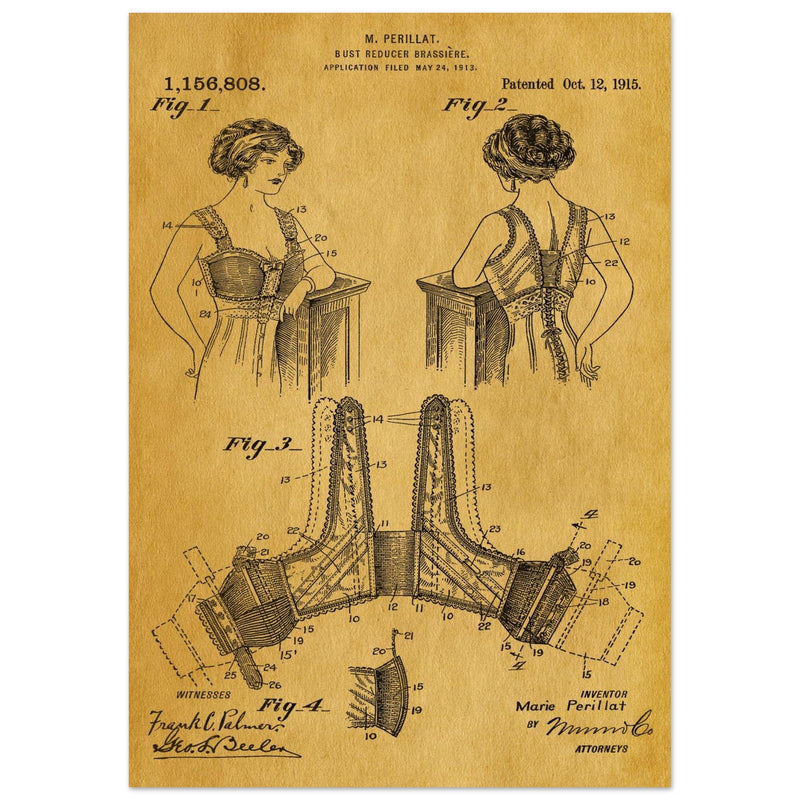 Bust reducer brassiere vintage patent by M Perillat