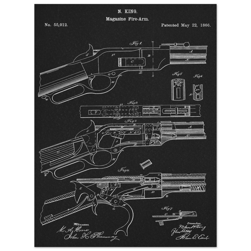 Magazine Fire arm patent 55012 by N kinf.