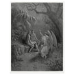 Gustave Dore Paradise Lost engraving . Archangel Rapahel with Adam and Eve in Eden.