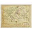 Ancient vintage world map Mercator's projection by Samuel Dumm 1794
