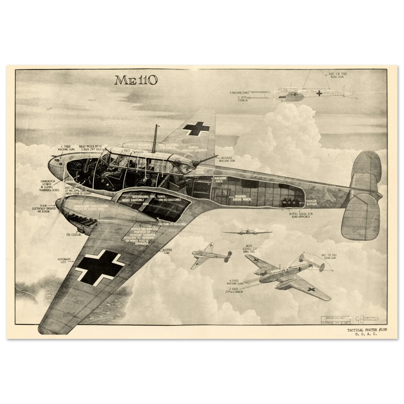 Messerschmitt Bf 110 fighter World War 2 poster