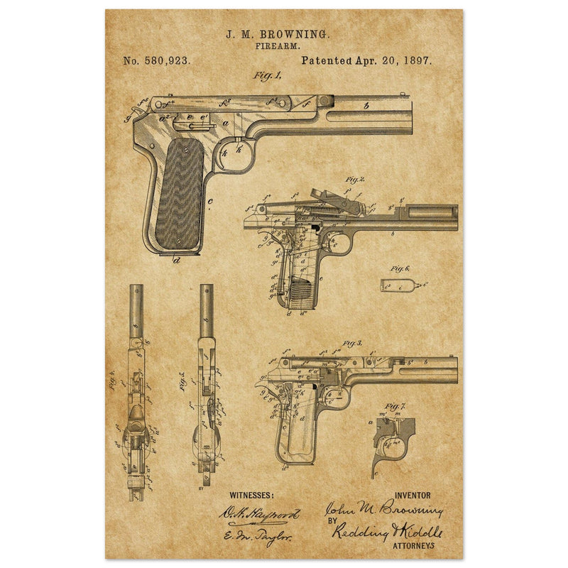 Firearm patent by John Moses Browning 1897 .