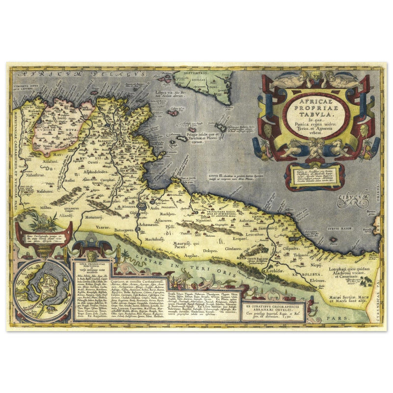 Ancient map of North Africa. Africae Propriae Tabula by Abraham Ortelius