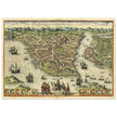 Istanbul ancient map. Byzantium Nunc Constantinopolis by Georg Braun