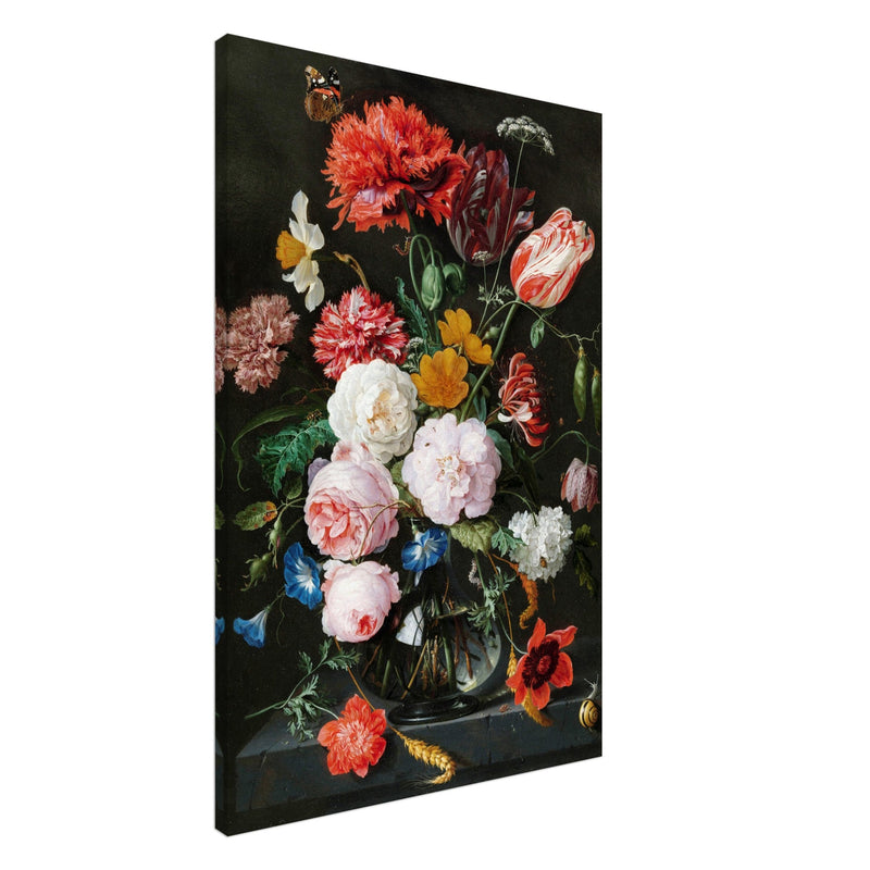 Flowers in a Glass Vase by Jan Davidsz. de Heem XVII Century Canvas reproduction