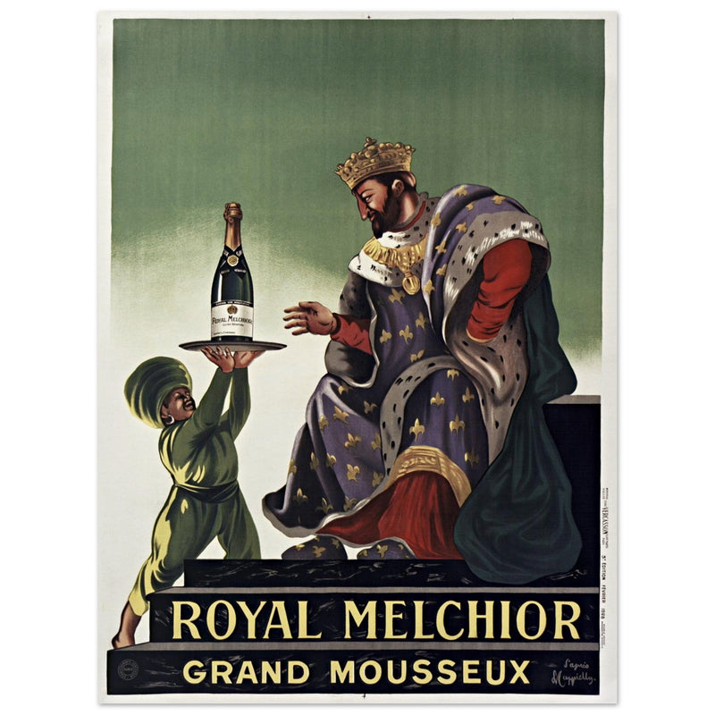 Royal Melchor Grand Mousseux champagne vintage poster advertising by Leonetto Cappiello.