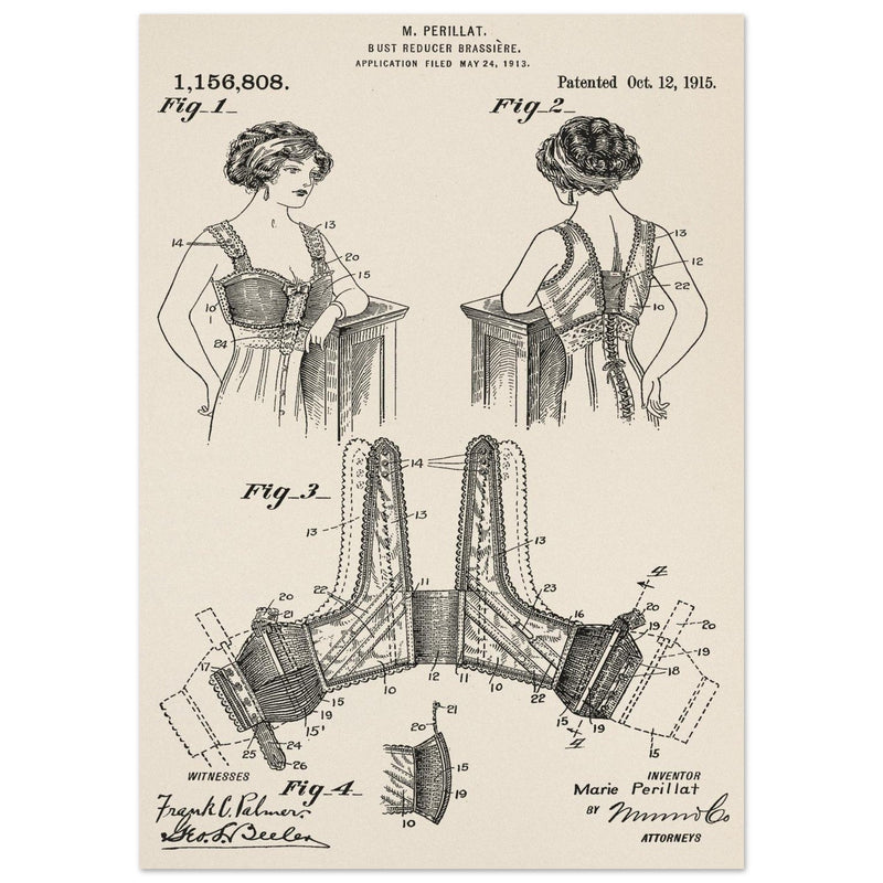 Bust reducer brassiere vintage patent by M Perillat