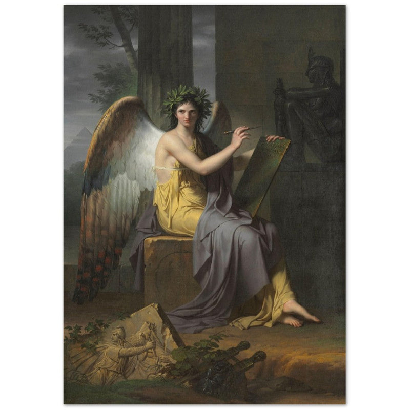 Clio Muse of History by Charles Meynier 1800. Antique painting art print. Winged greek goddess.