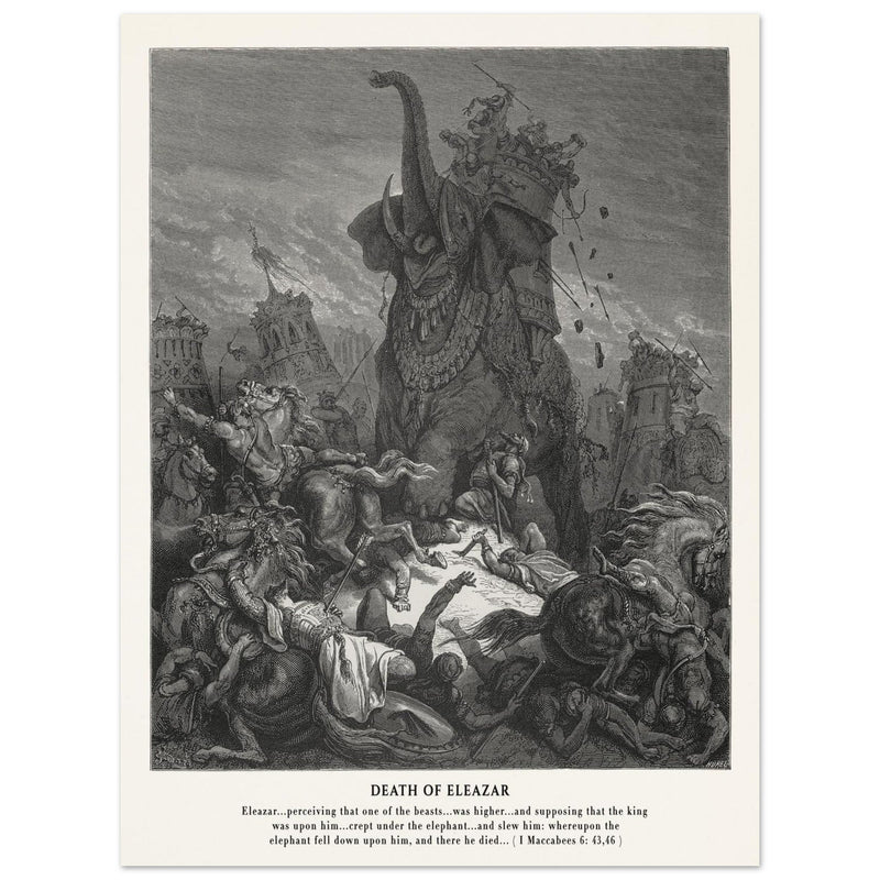 Gustave Dore The Bible engraving print . Death of Eleazar illustration .