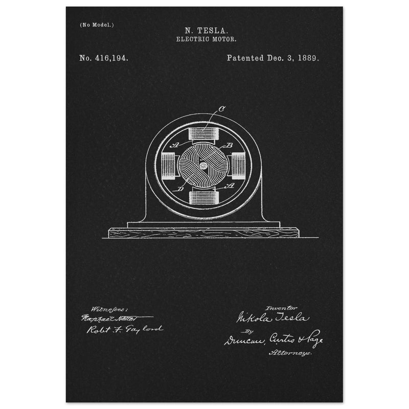 Electric Motor  patent 416194 by Nikola Tesla.