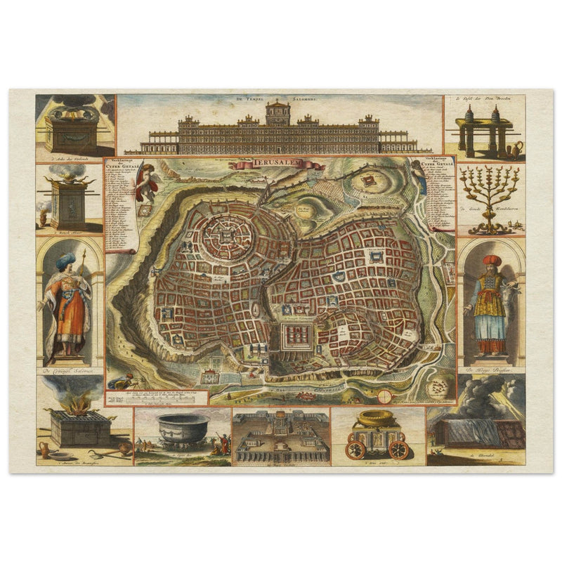Jerusalem ancient map XVII Century by Daniel Stoopendael.