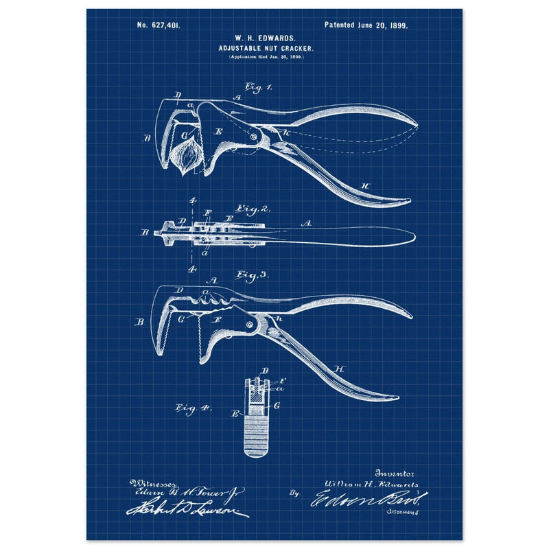 Vintage Adjustable Nut Cracker patent by William H. Edwards.