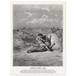 Gustave Dore The Bible engraving print . Samson slaying a lion illustration .