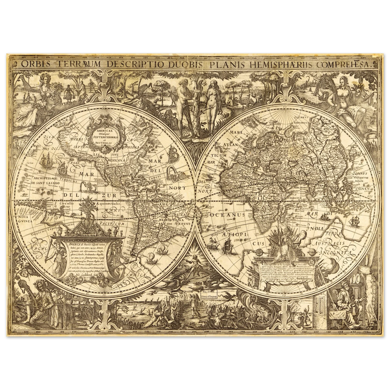 Ancient world map vintage reproduction of the XVII century by Nicolaes Geylekerck