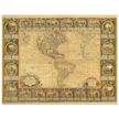 Ancient illustrated map of America. Poster of old cartography of the XVIII Century. Fine art .