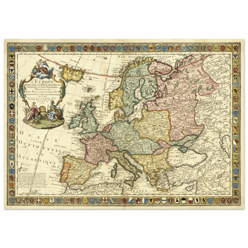 Ancient Europe map of the XVIII century by Guillaumet Danet