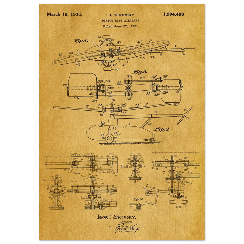 Direct Lift Aircraft patent by Sikorsky. Helicopter ancestor