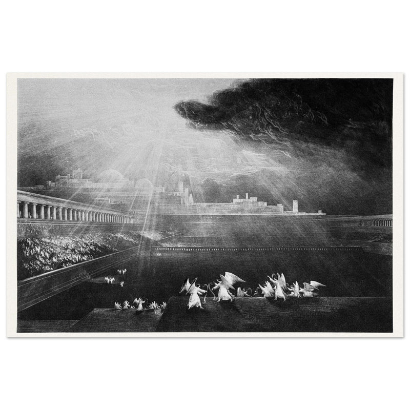 John Martin mezzotint engraving . Paradise Lost. The Courts of God .