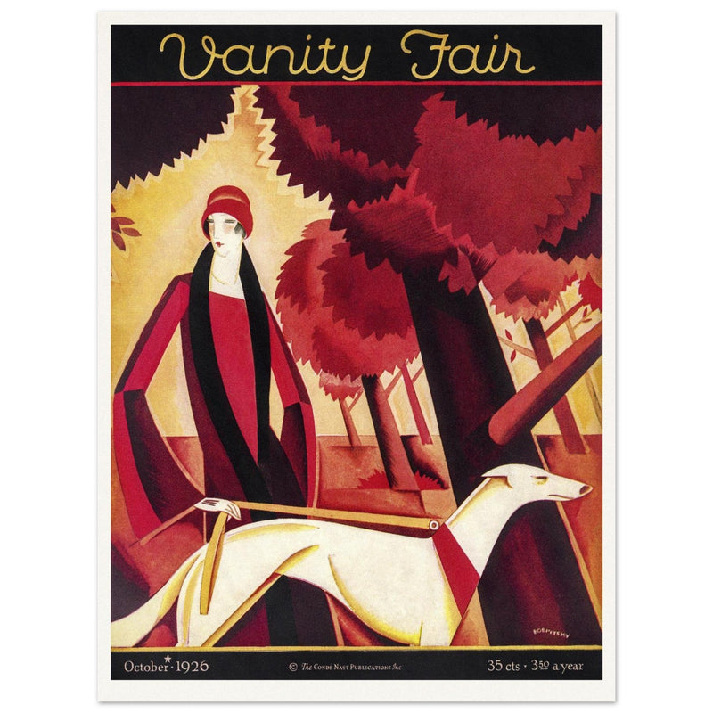 Vanity Fair vintage cover  1926 by Victor Bobritsky Elegant woman with dog -