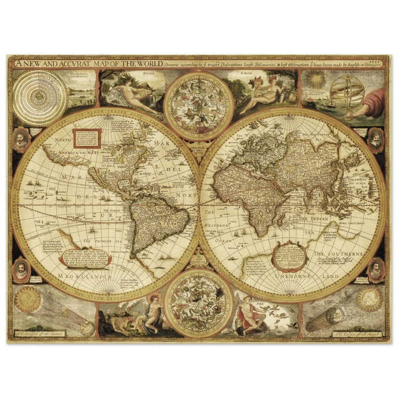 Ancient old world map of the XVII century by John Speed.