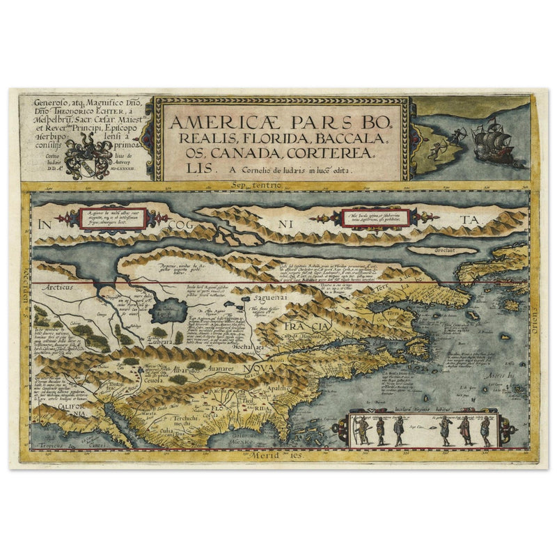 Map of North America by Cornelis de Jode.