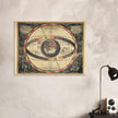 Vintage planet earth world map. Antique retro universe illustration. Zodiac astronomic chart.