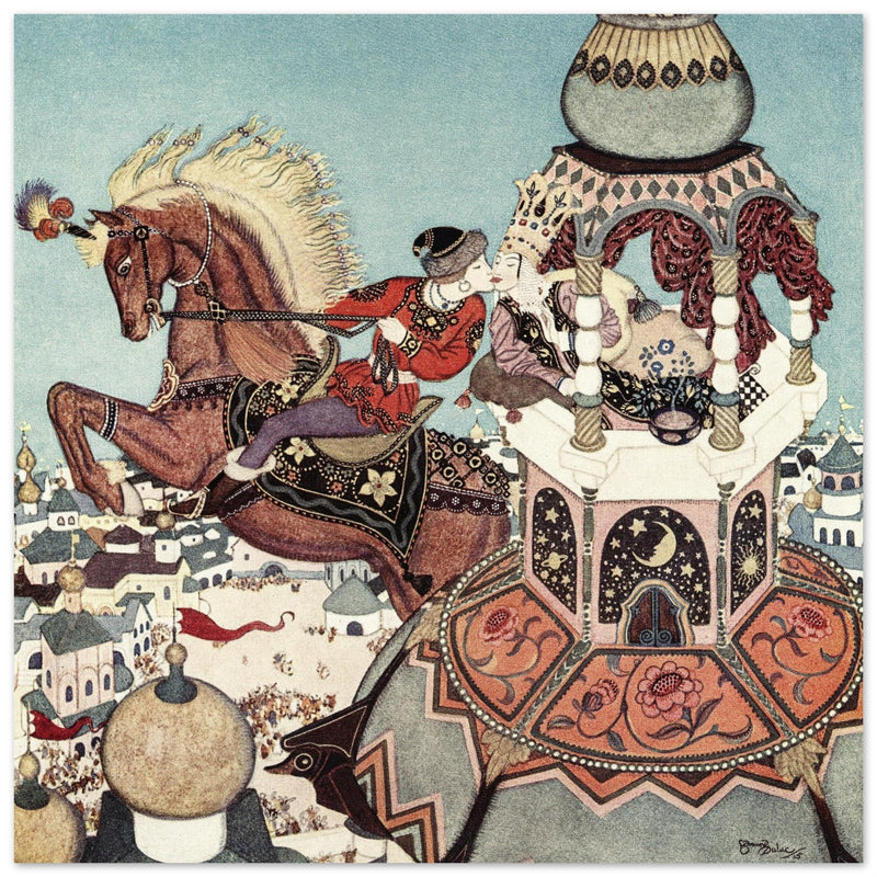 Edmund Dulac vintage illustration Ivan and the Chestnut horse.
