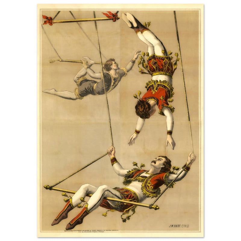Vintage old circus acrobats poster.