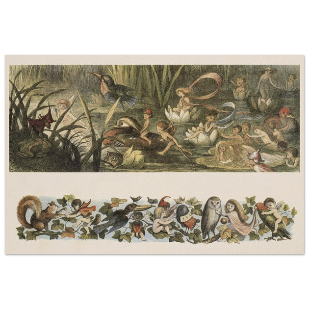 Richard Doyle for Fairyland book. Wood elves at play and Fairy's Child Play illustrations.