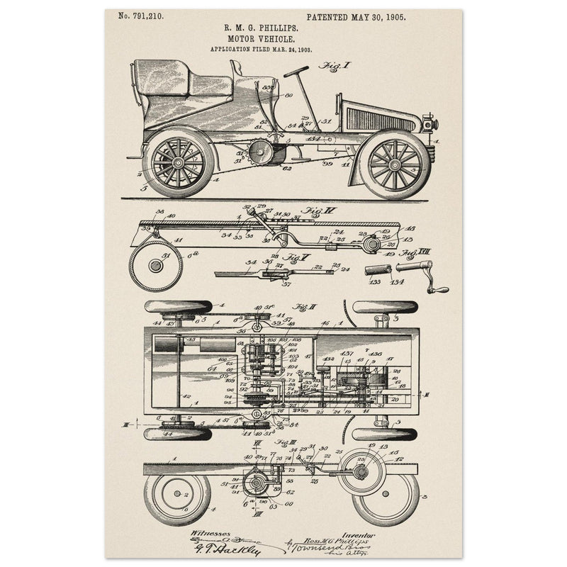 Motor Vehicle patent. Vintage car illustration.