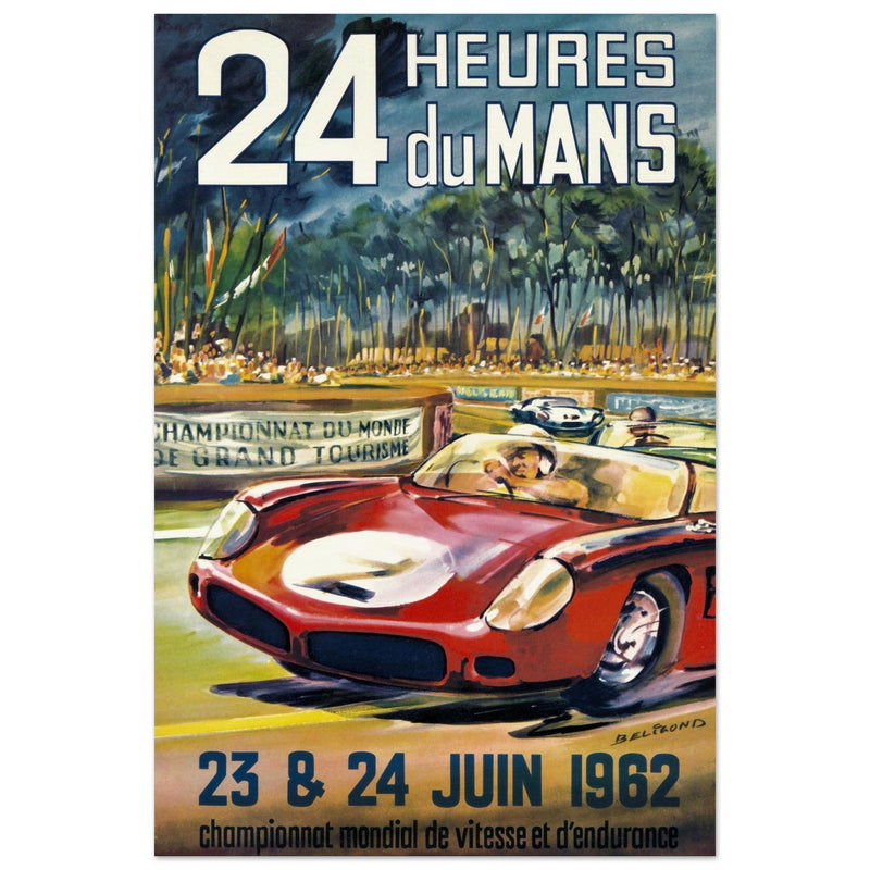 Le Mans 24 hours sports car race vintage print  1962. poster by Belegond.