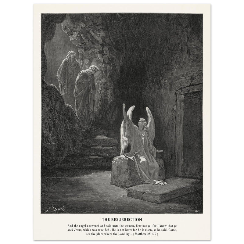 Gustave Dore The Bible engraving print . The Resurrection illustration .