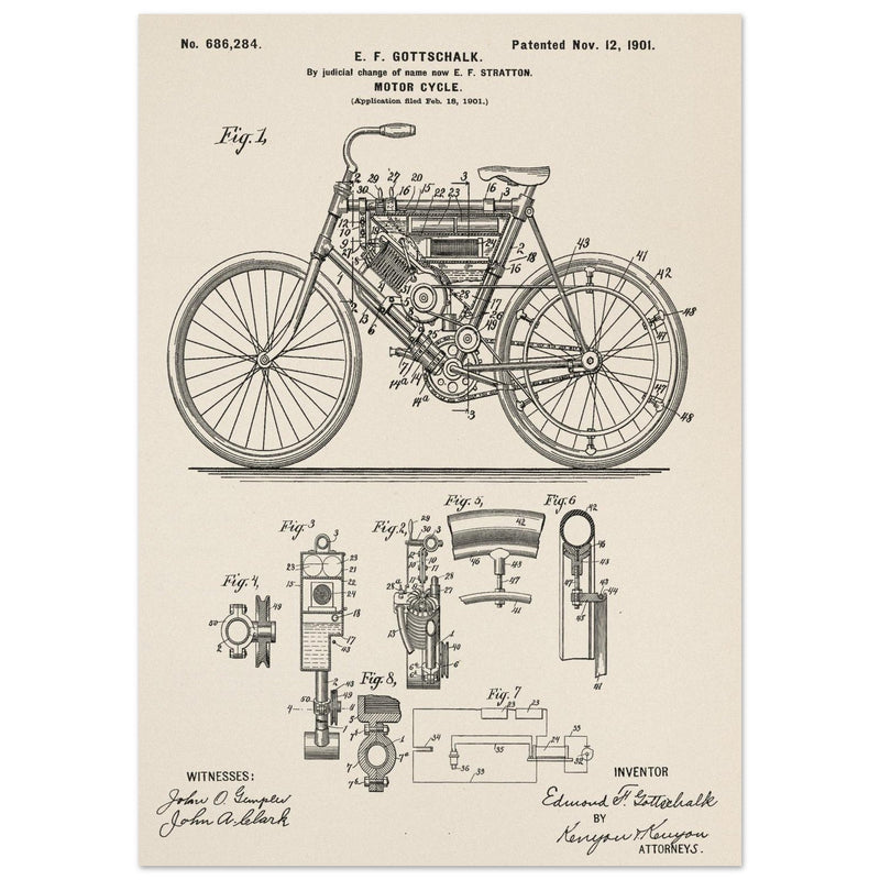 Motorcycle old patent 686284 by Gottschalk