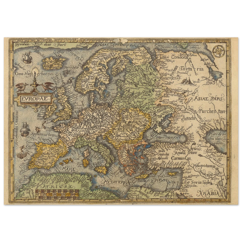 Old map poster of Europe Itinerarium orbis christiani by Michael Freiherr von Aitzing