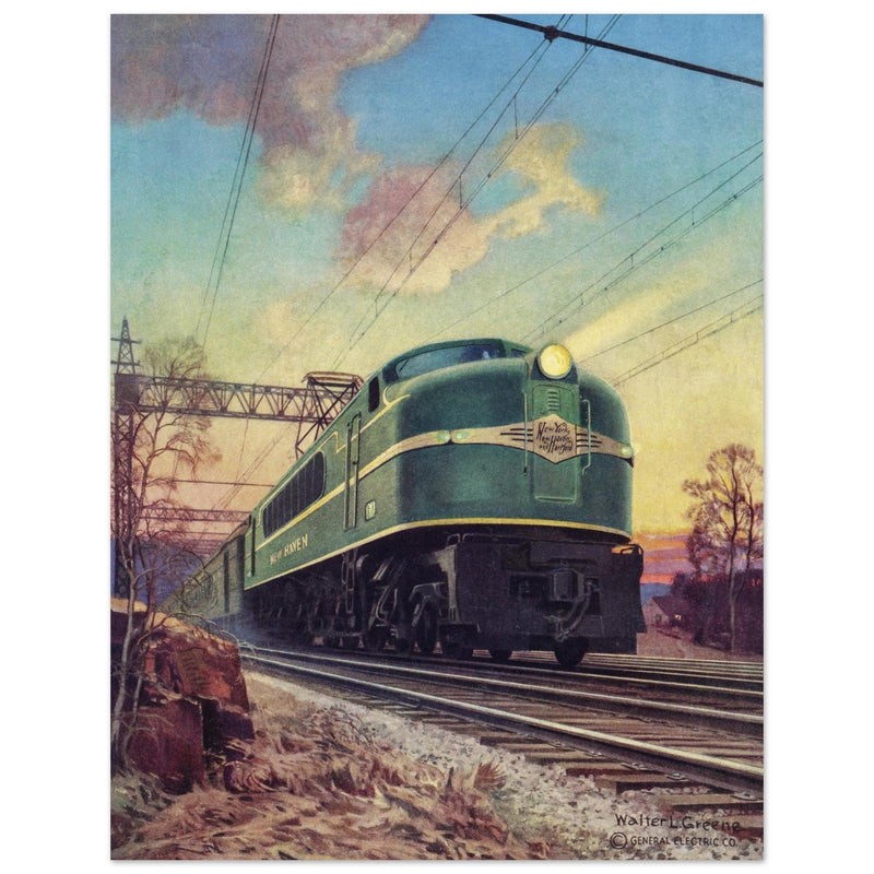 Walter L Green vintage train illustration.
