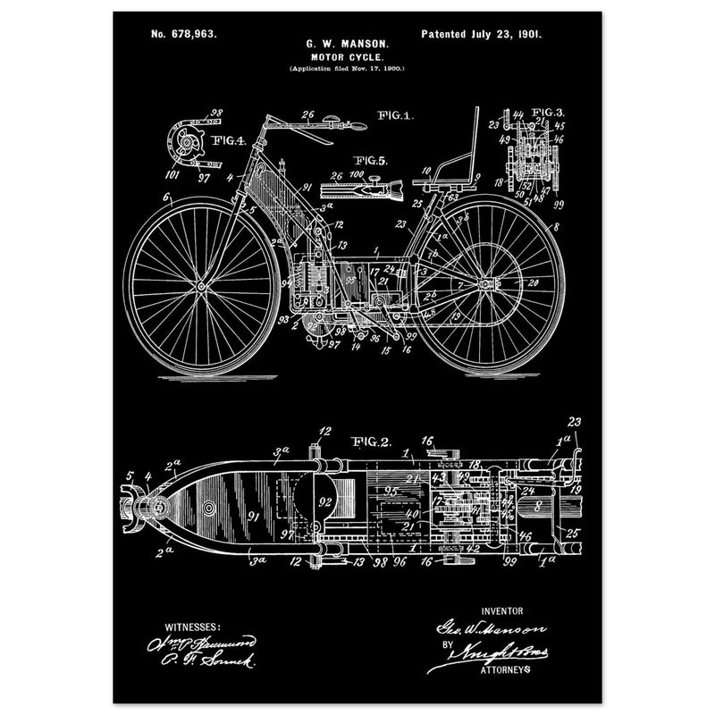 Motorcycle old patent by G. W Manson.