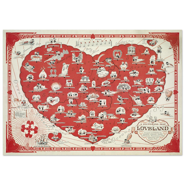 A Pictorial Map of Loveland by Ernest Dudley Chase romantic illustrated map