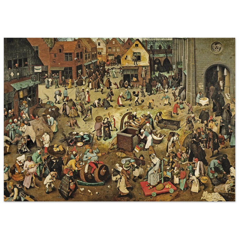 The Fight Between Carnival and Lent old painting by  Pieter Brueghel the Elder.