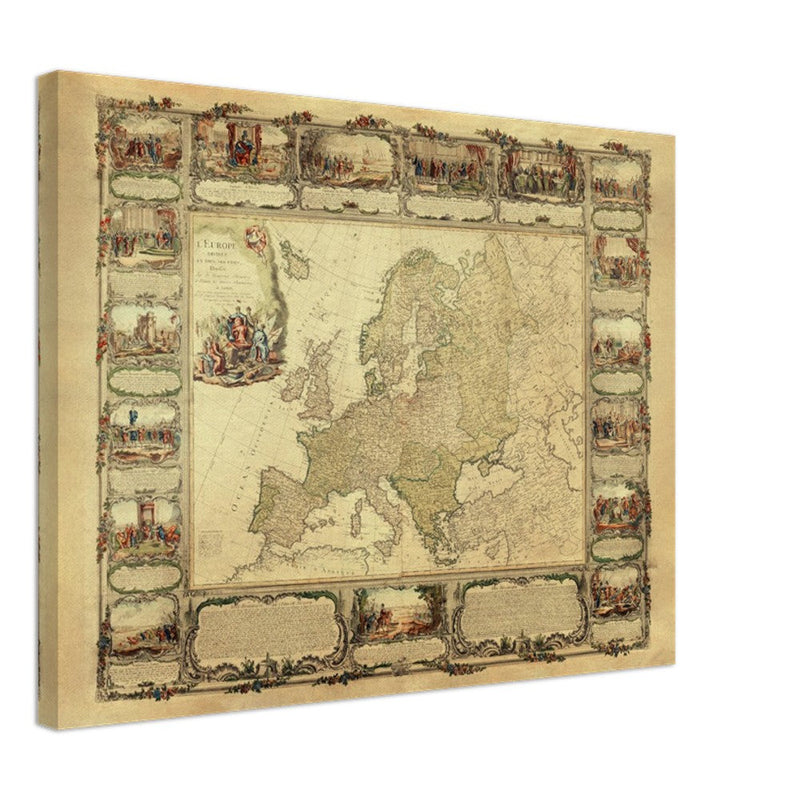 Ancient old map of Europe.  of antique illustrated european map. . XVIII Century