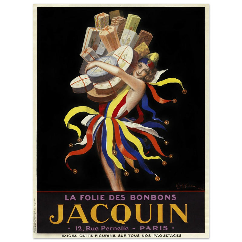 La Folie des Bonbons Jacquin THe jester of bonbons vintage advertising by Leonetto Cappiello.